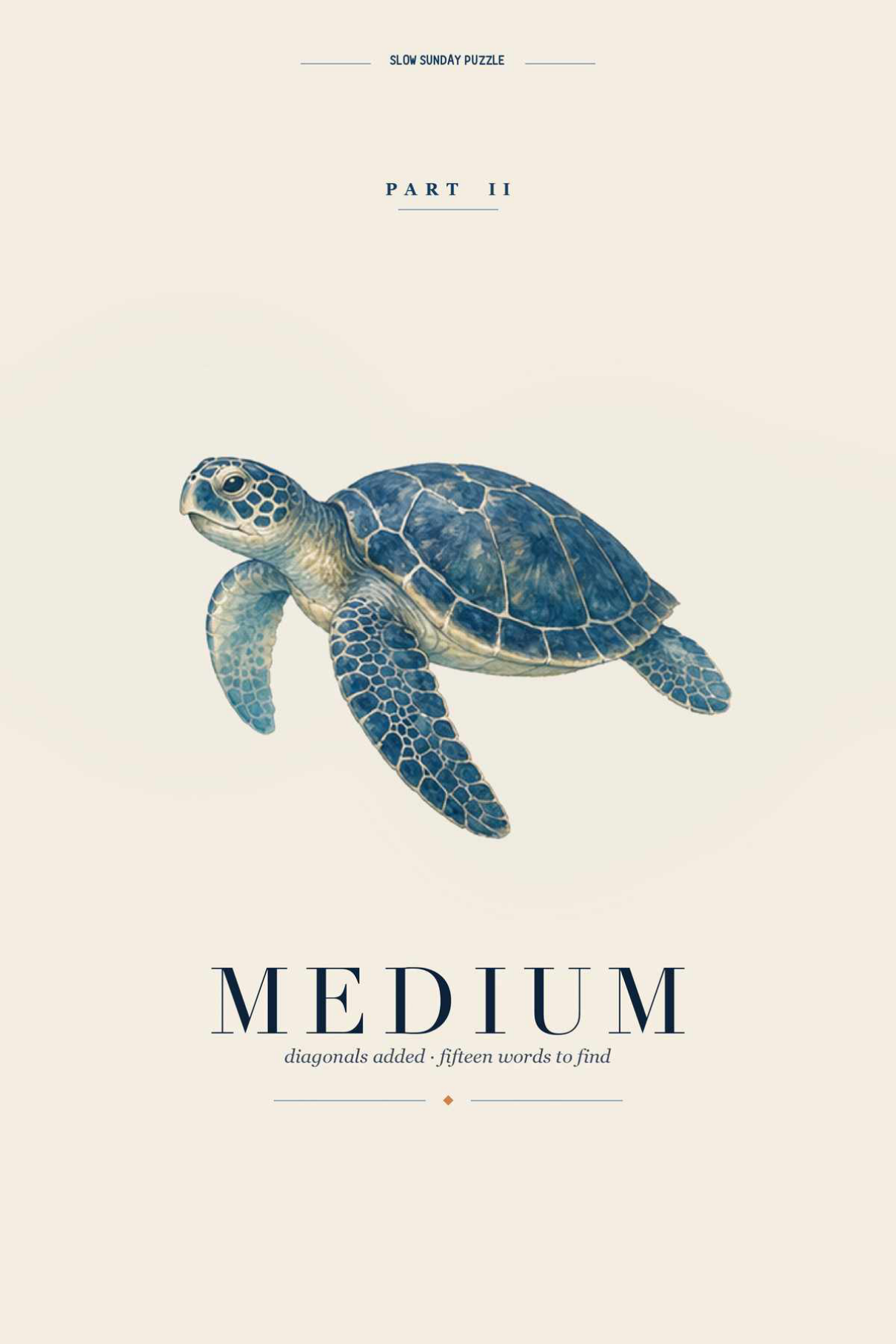 Inside Ocean Word Search — the Medium section opens with a watercolour sea turtle